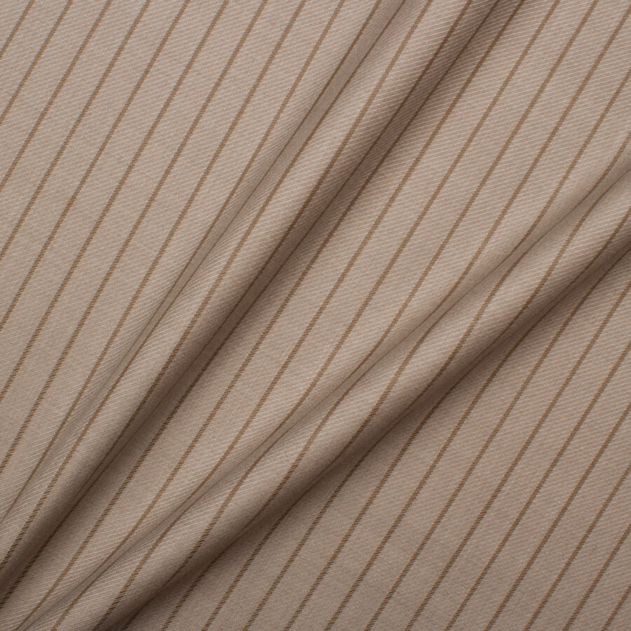 Beige Super 160s Pinstriped Wool Suiting