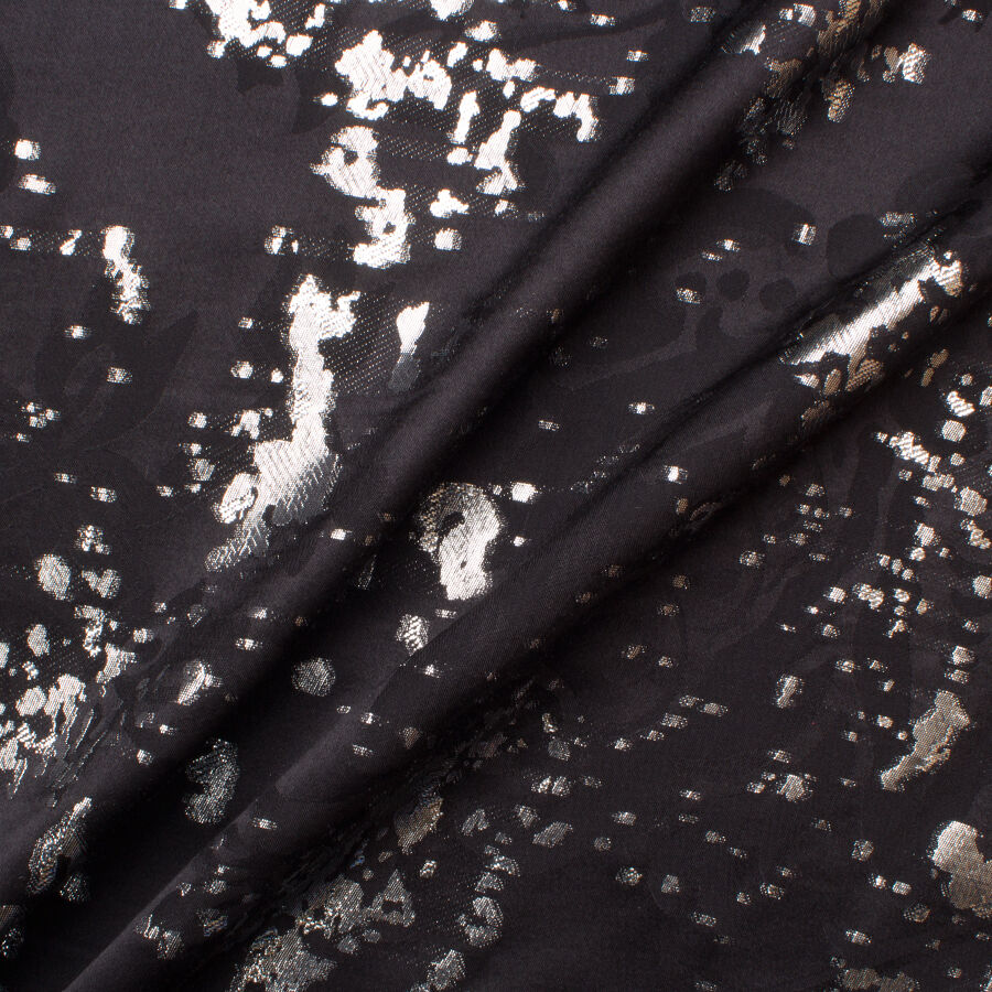 Black & Silver Metallic Silk Jacquard