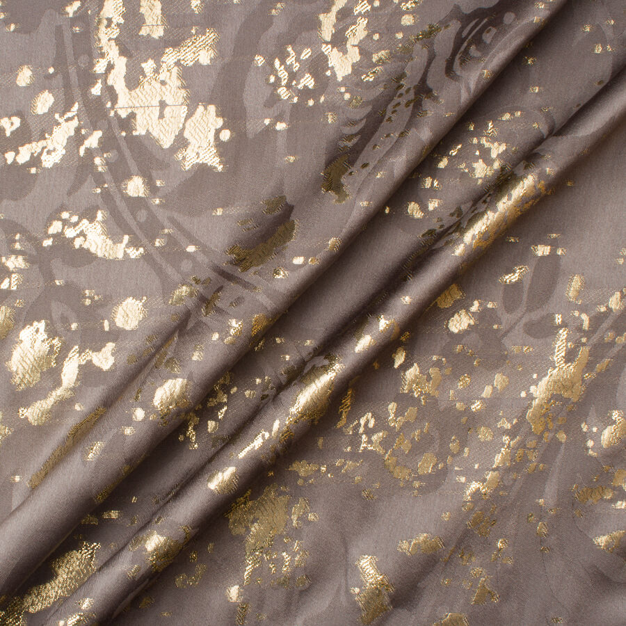 Dark Taupe & Gold Metallic Silk Jacquard