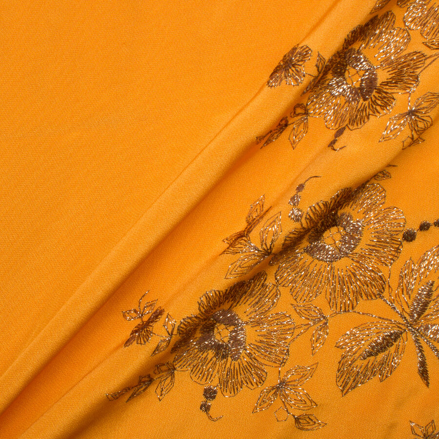 Orange Metallic Embroidered Silk Crêpe