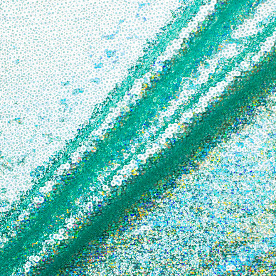 Turquoise Holographic Sequinned Tulle