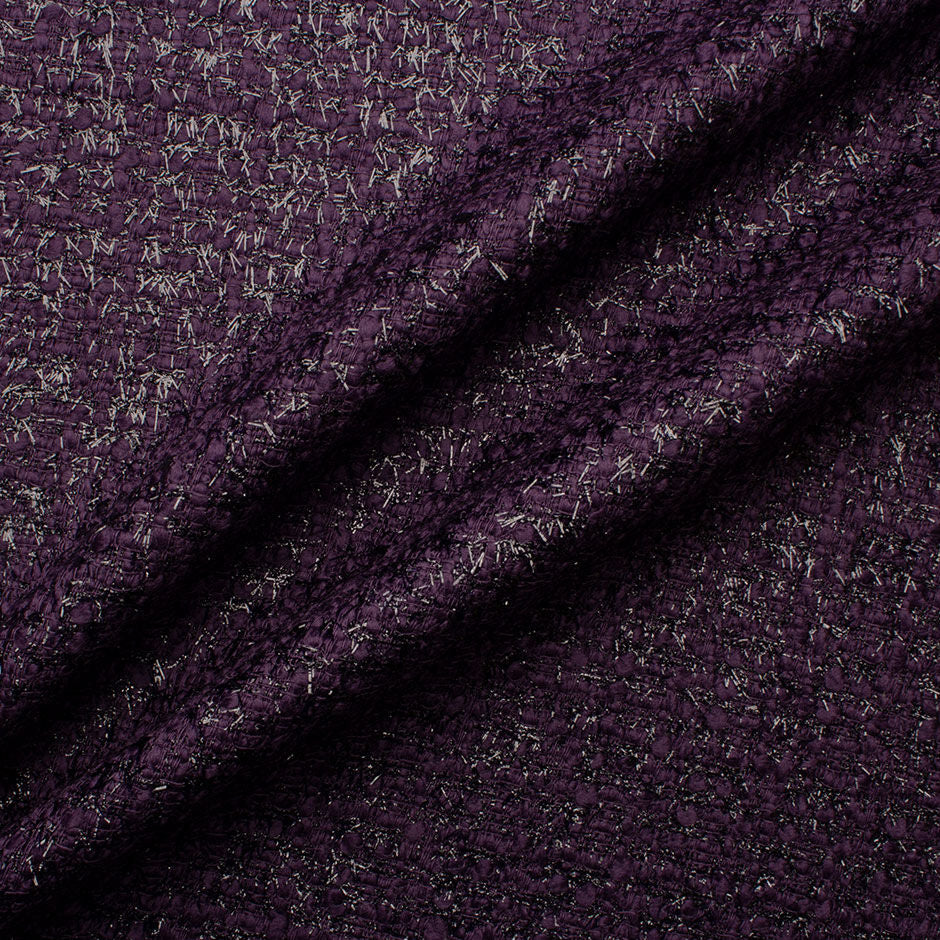 Deep Plum Lurex Wool Blend Bouclé