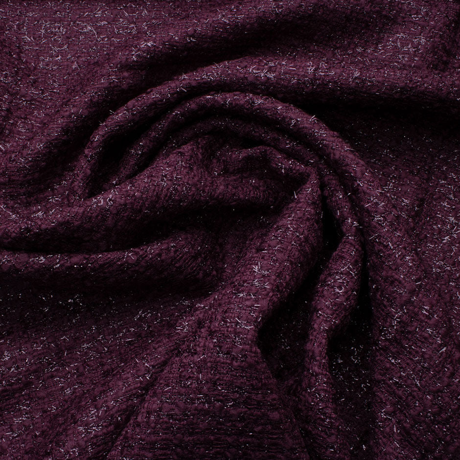 Deep Bordeaux Lurex Wool Blend Bouclé