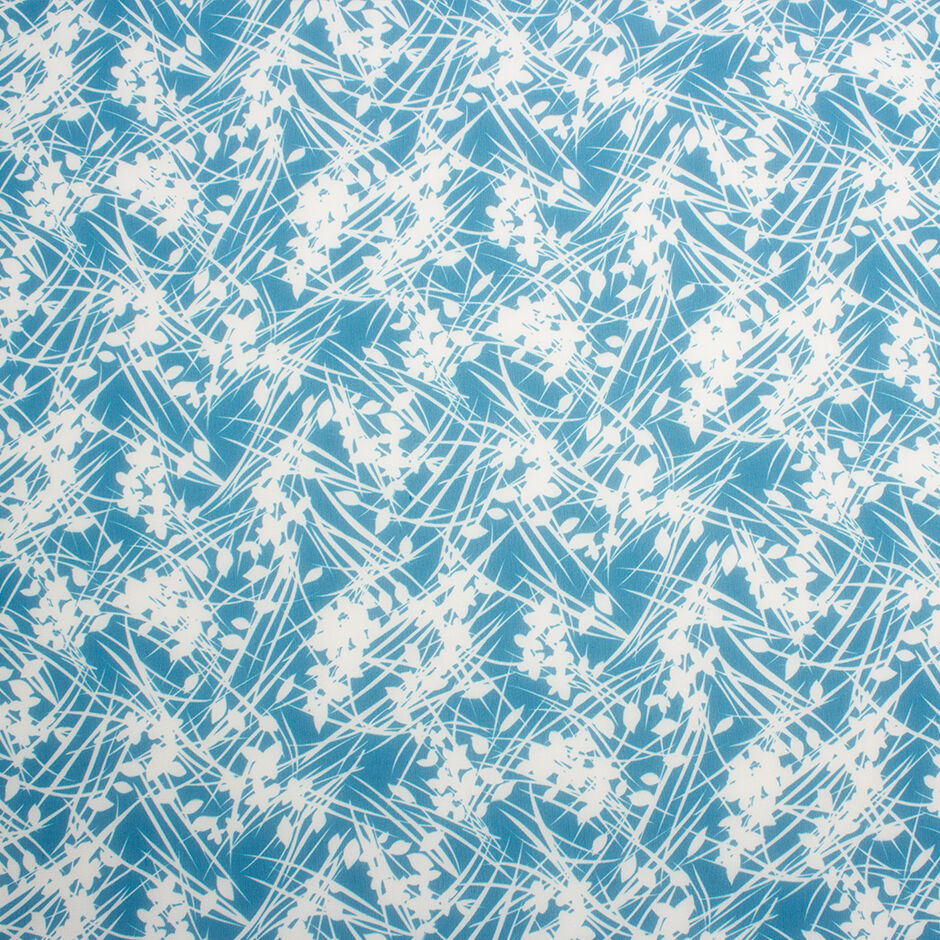 White Floral Printed Teal Silk Georgette (A 2m Piece)