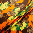 Orange & Brown Floral Printed Silk Twill (A 1.75m Piece)