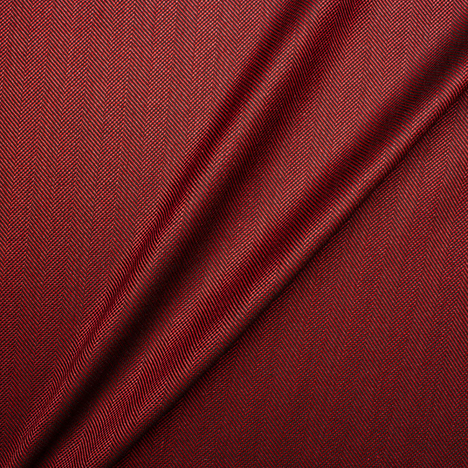 Maroon Wool & Silk Blend Herringbone Suiting