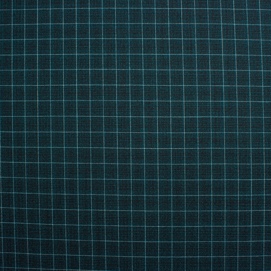 Dark Teal Graph Checkered Pure Wool Suiting