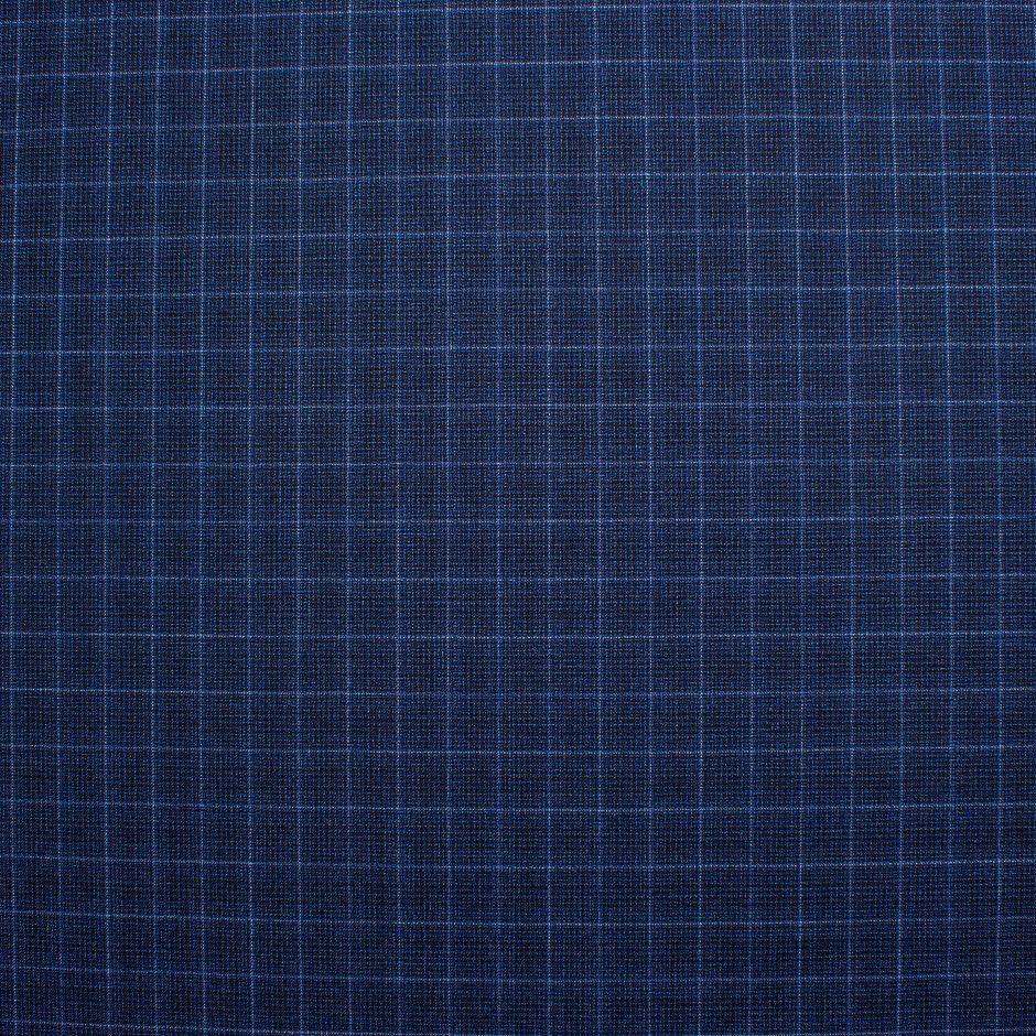 Blue Graph Checkered Pure Wool Suiting Fabric