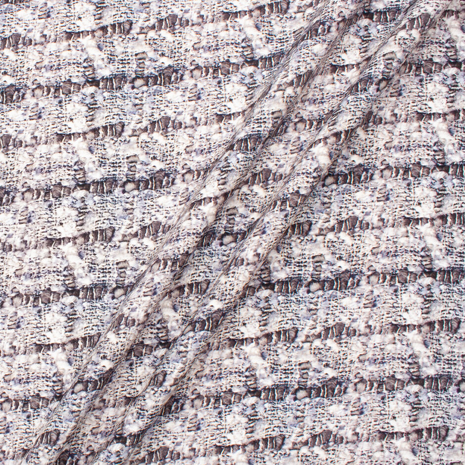 Grey & White Bouclé Printed Silk Satin (A 1.70m Piece)