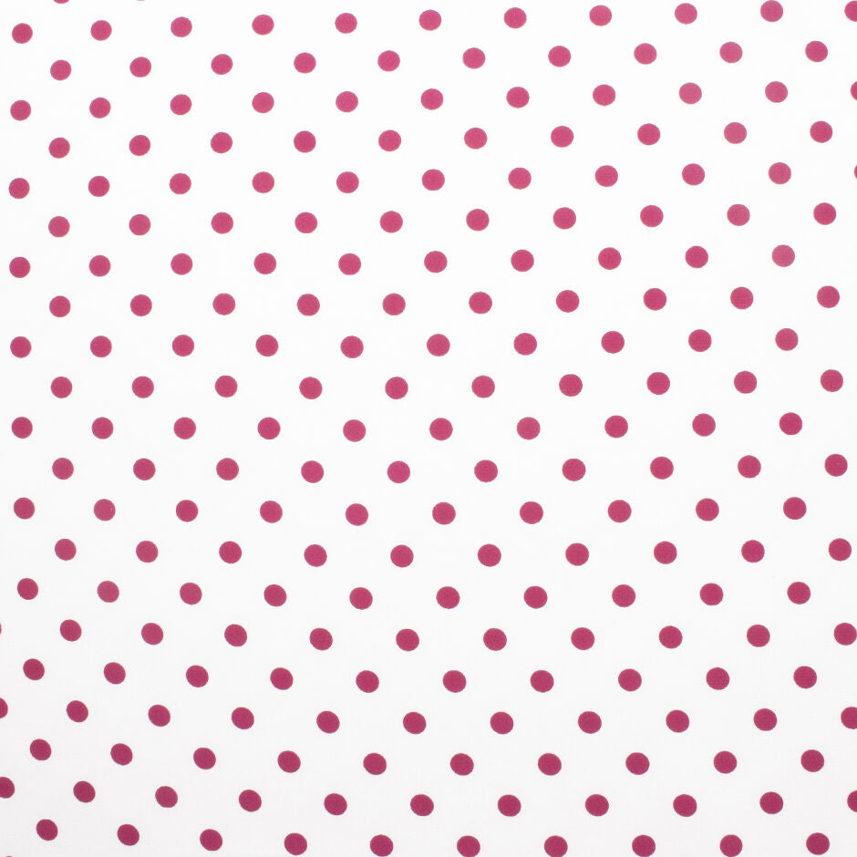 Magenta Pink Spotted White Silk Crêpe De Chine