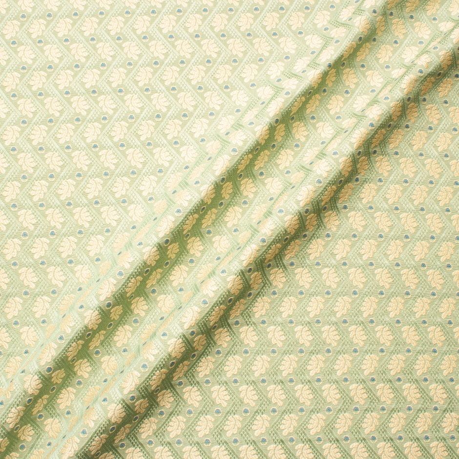 Yellow Leaf Jacquard Green Brocade