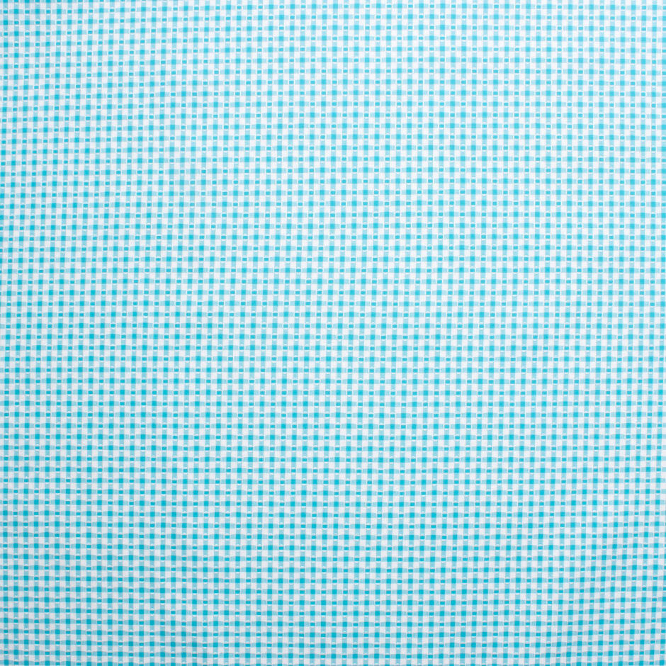 Turquoise Checkered Superfine Cotton Shirting Fabric