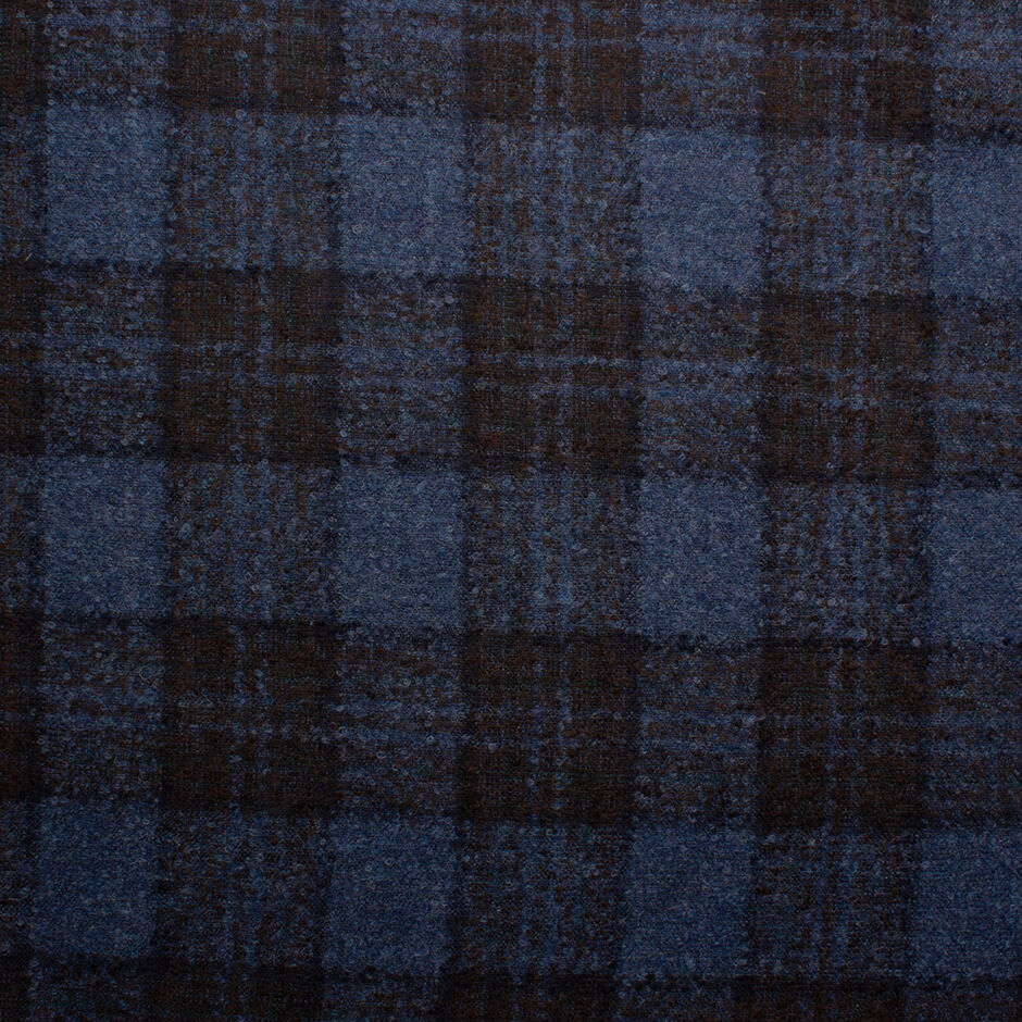 Blue & Brown Checkered Alpaca & Wool Suiting