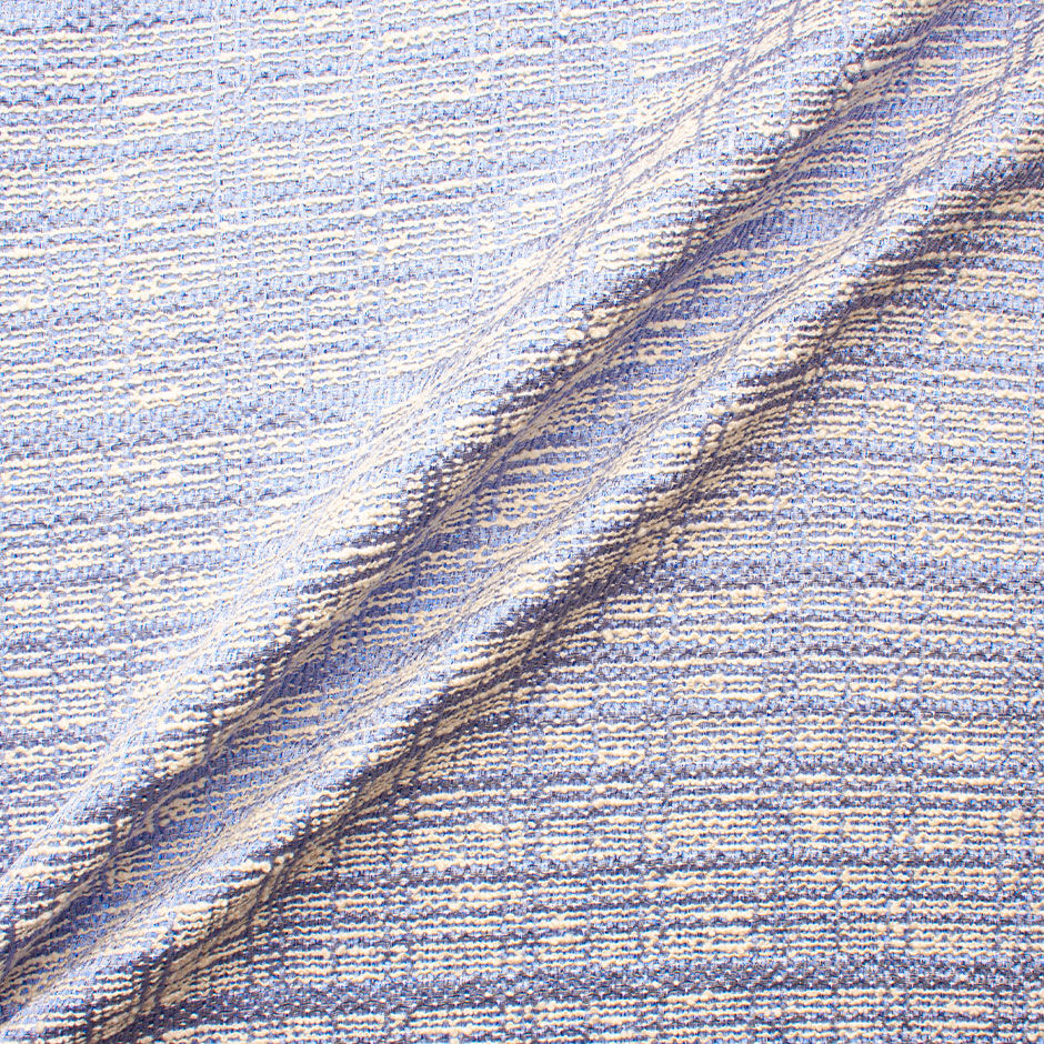 Periwinkle Blue & Ivory Metallic Bouclé Fabric