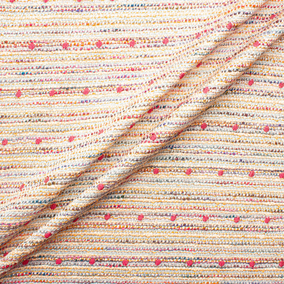 Antique Pink Spotted Metallic Multi Bouclé Fabric