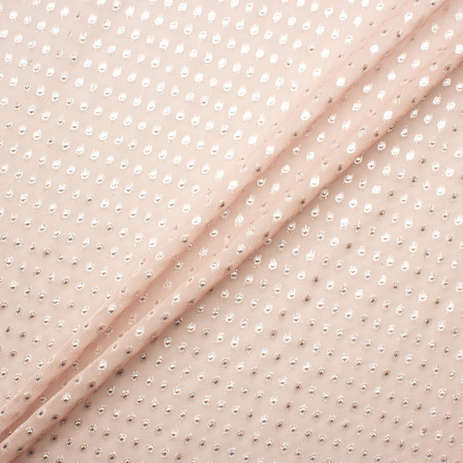 Baby Pink/Gold Metallic Silk Georgette Fabric