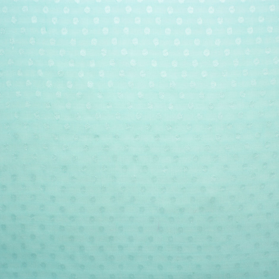 Soft Turquoise Metallic Spotted Silk Georgette Fabric