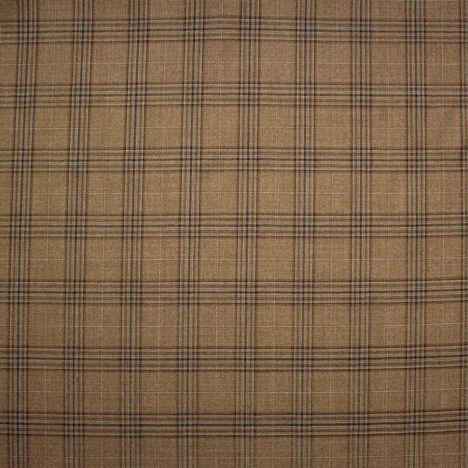 Mid Brown Checkered Cashmere & Silk Blend Suiting