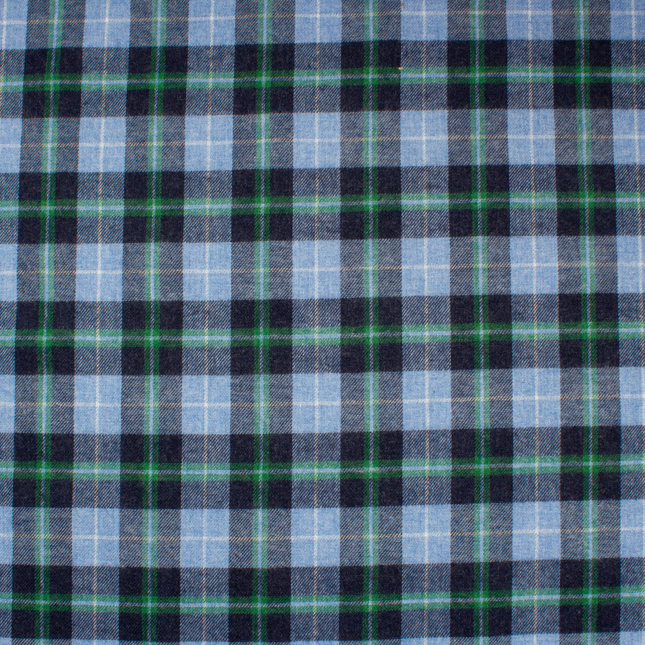 Blue & Green Checkered Brushed Cotton