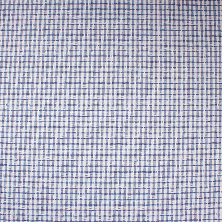 Blue & White Star Jacquard Cotton Shirting