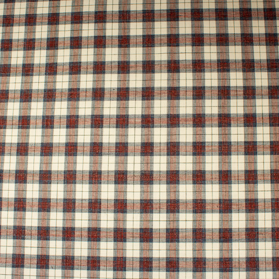 Blue, Red & Ivory Lightweight Brushed Cotton Shirting (A 2.50m Piece)