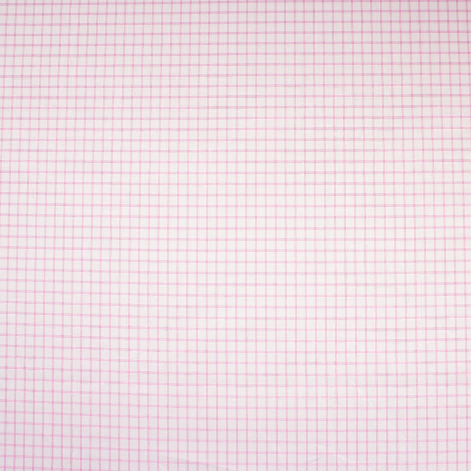 Pink Checkered White Luxury Cotton Shirting