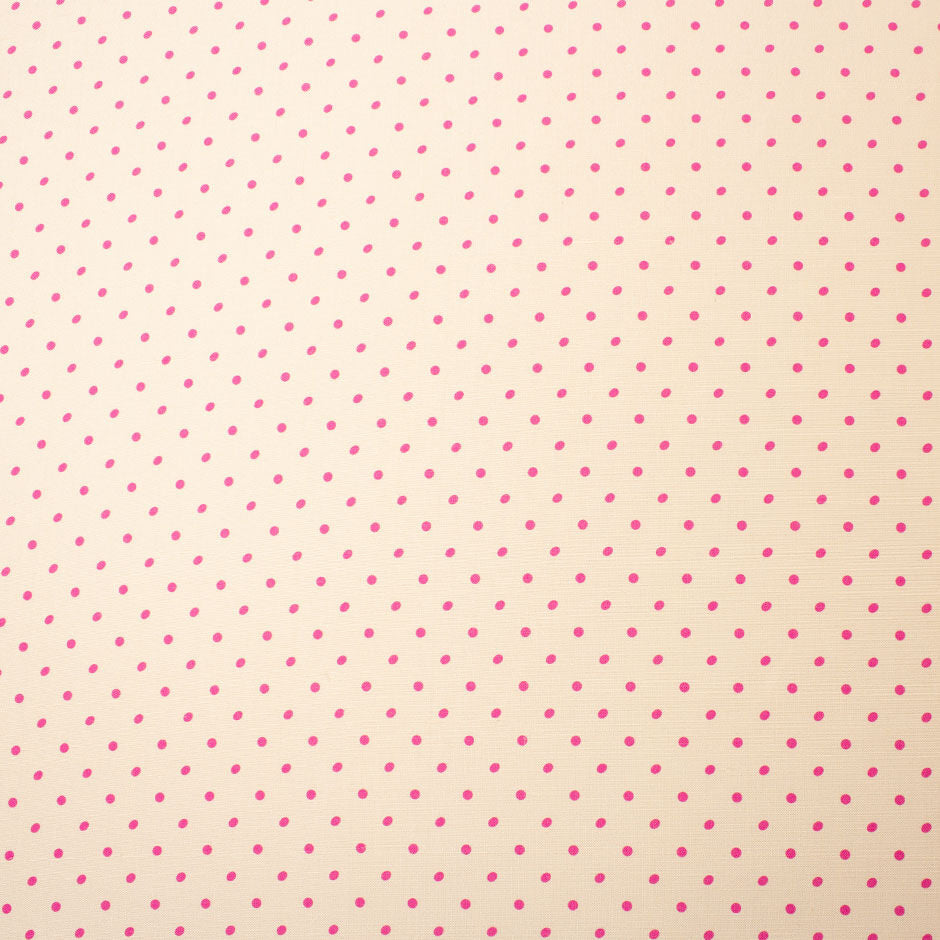 Candy Pink Spotted Ivory Silk Shantung