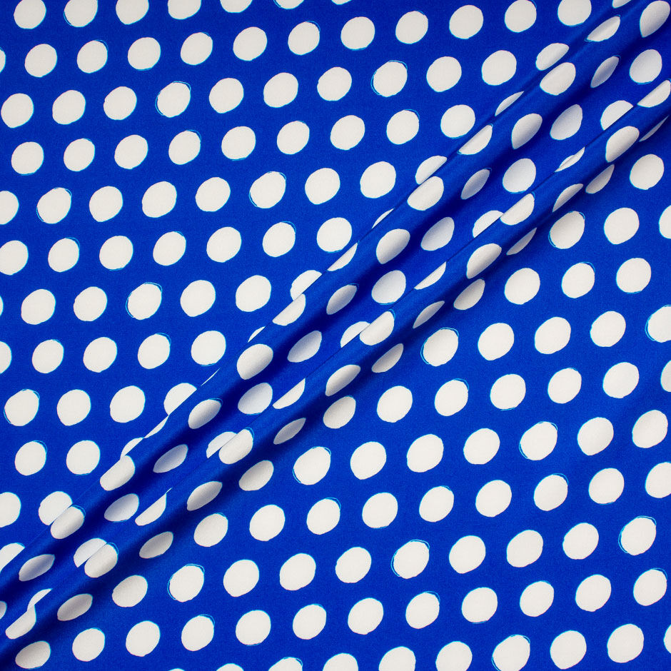 White Spot on Royal Blue Pure Silk