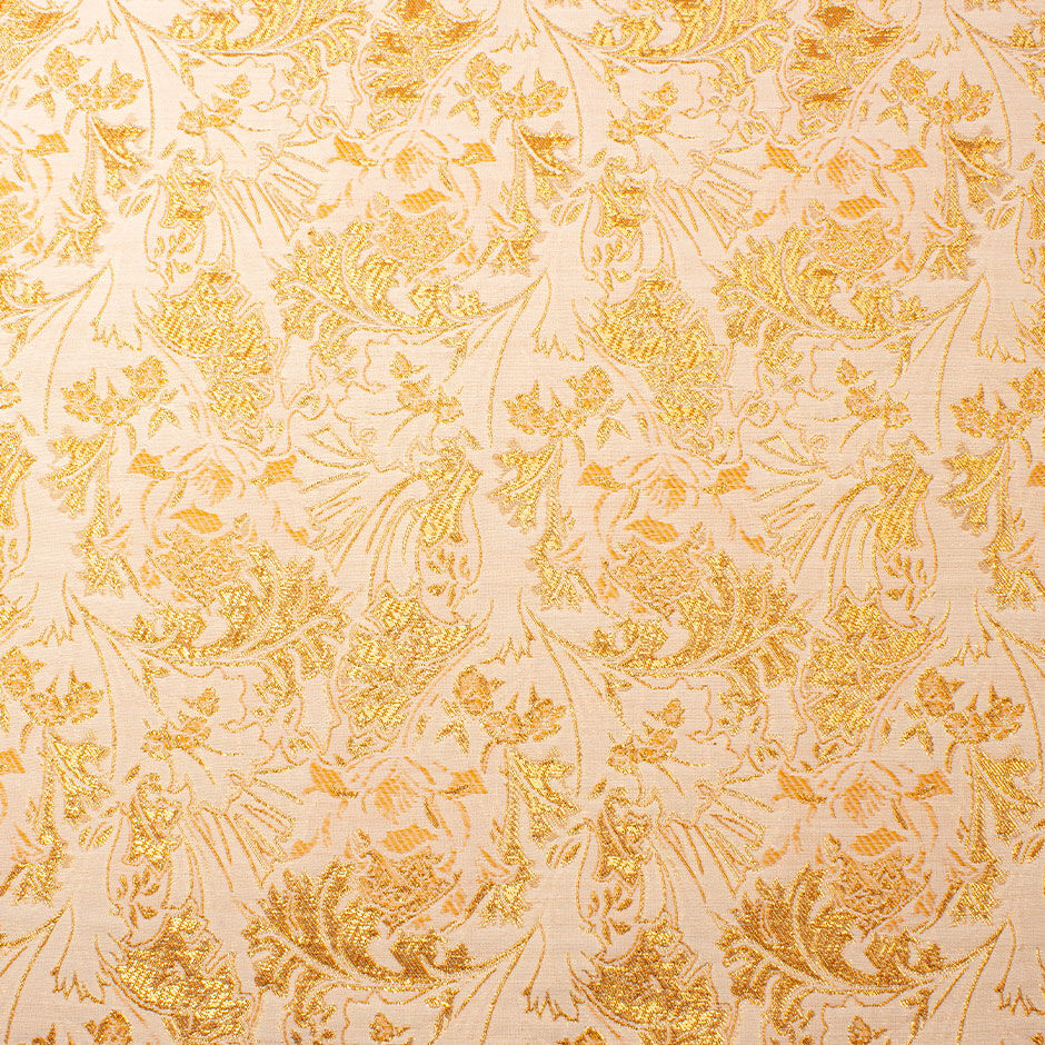 Rich Gold Floral Ivory Metallic Cloqué