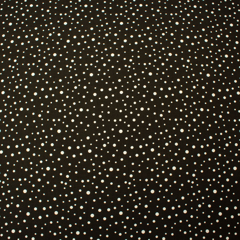 White Spotted Black Cotton Twill