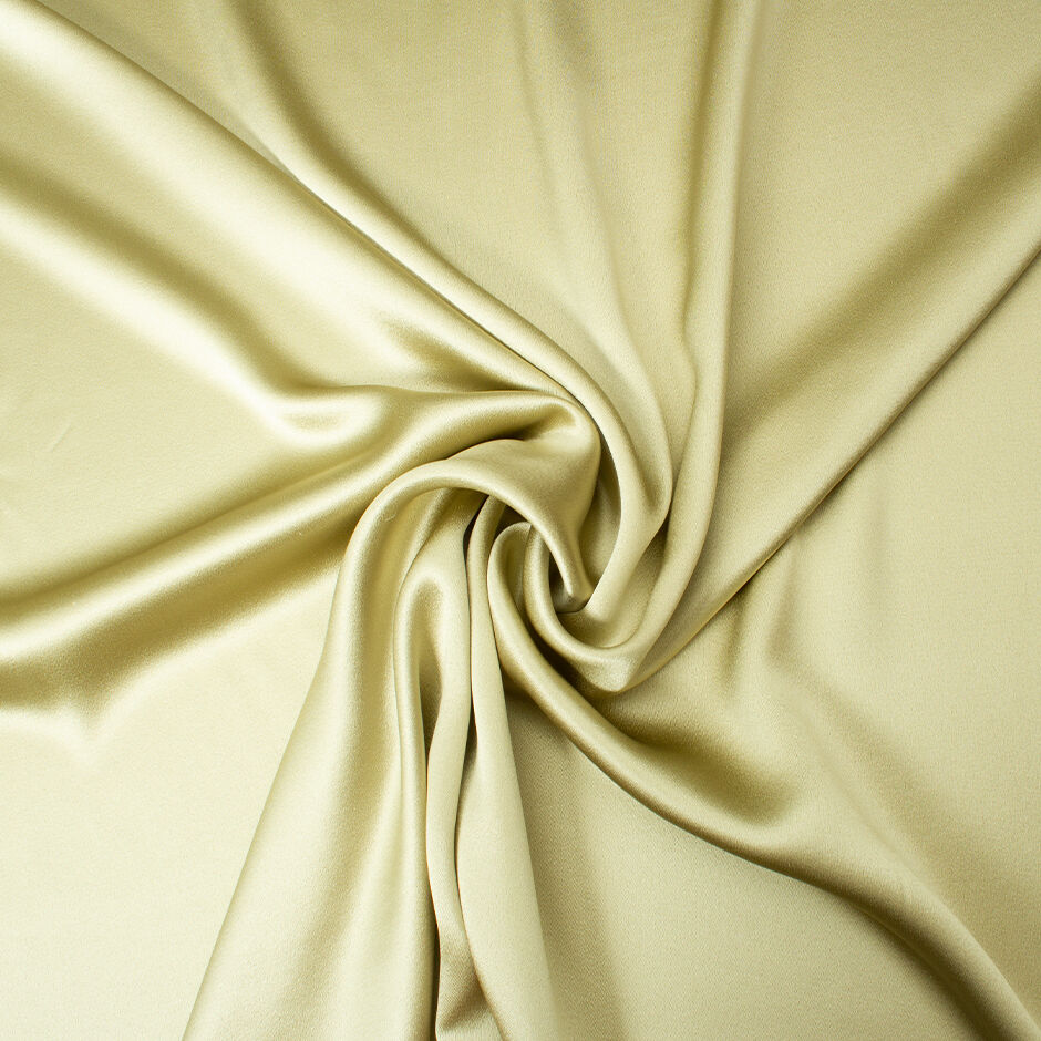 Soft Khaki Green Silk Satin Double Crêpe