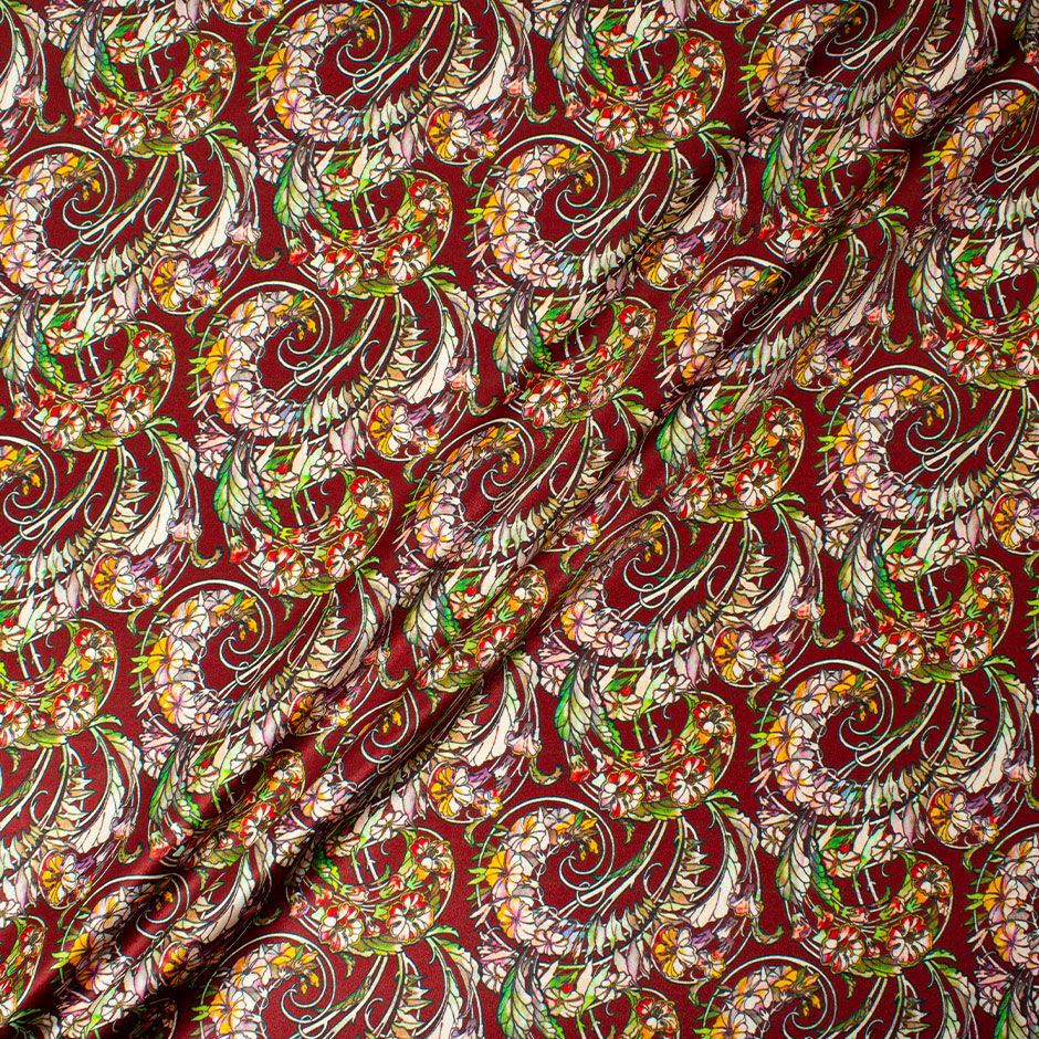 Floral Printed Rich Brown Silk & Viscose Blend