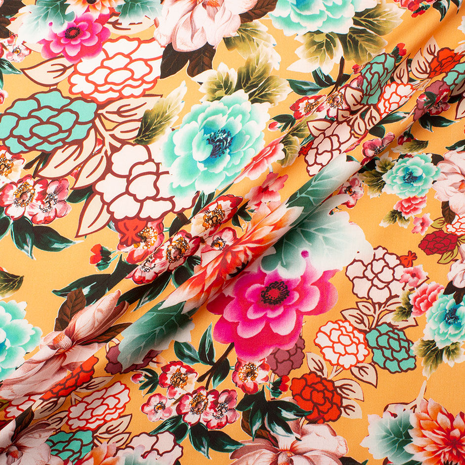 Floral Printed Apricot Lightweight Cotton (A 2.25m Piece)