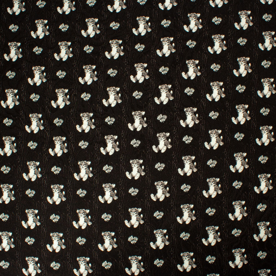 Tiger Cub Printed Black Silk Jacquard