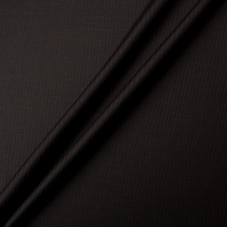 Dark Grey Superfine Striped Pure Wool Suiting