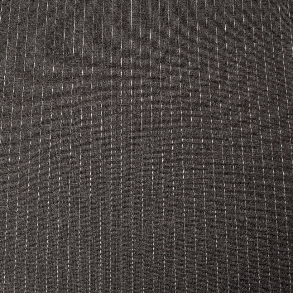 Mid Grey Pinstriped Merino Wool Suiting