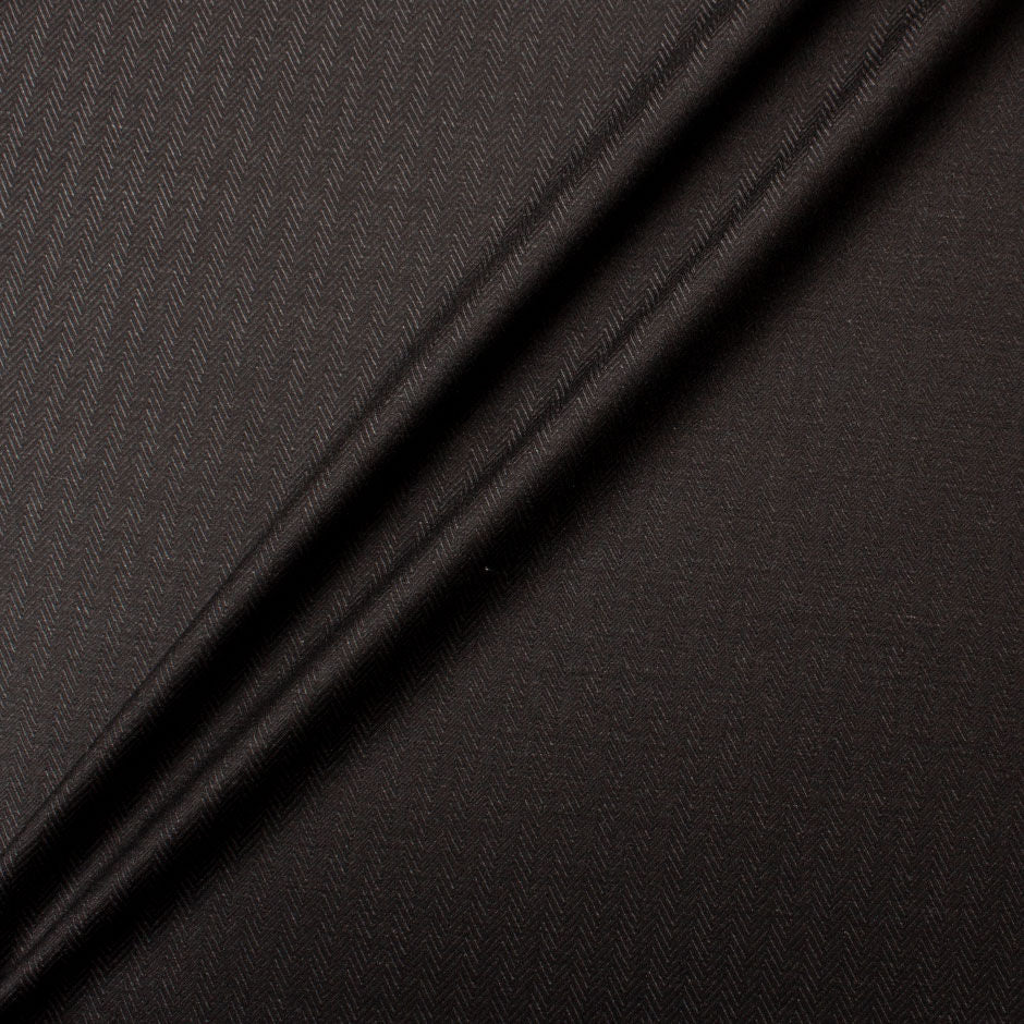 Black Herringbone British Pure Wool Suiting