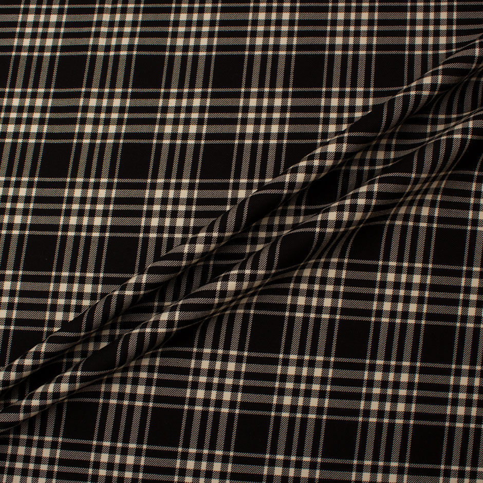 Black & Ivory Pure Wool Tartan