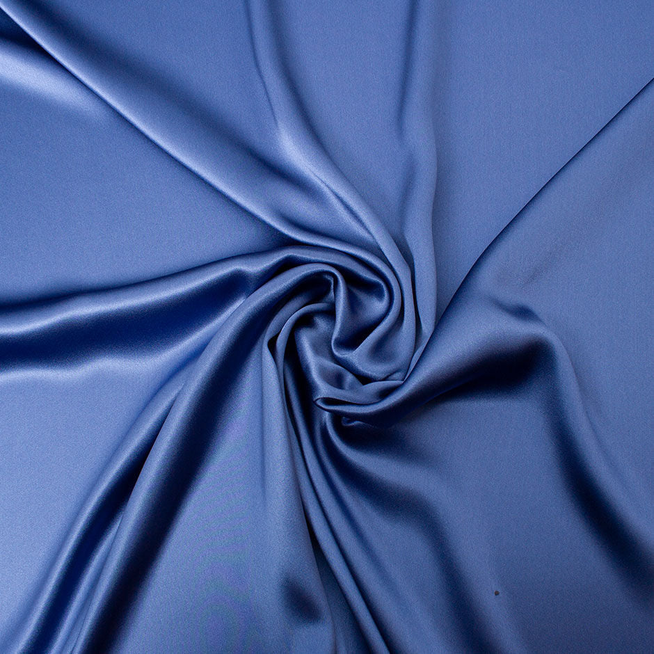 Dark Cornflower Blue Pure Silk Satin