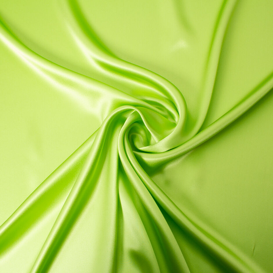 Bright Apple Green Pure Silk Satin