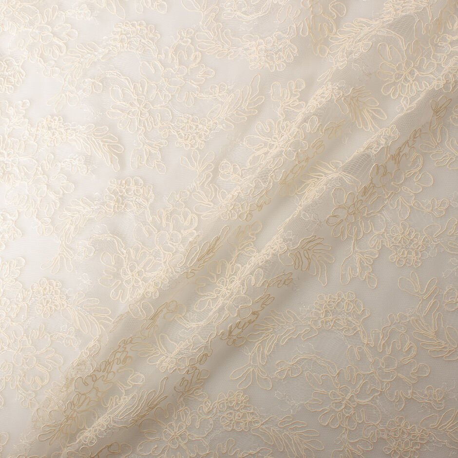 Soft Cream Abstract Floral Corded Lace (A 3m Piece)