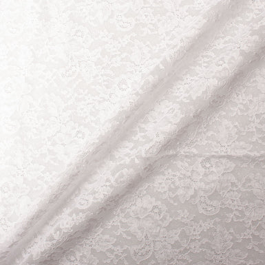 Busy Floral White Chantilly Lace (A 2.85m Piece)