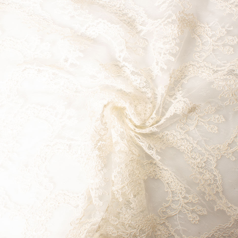 Rich Ivory Cotton Blend Corded Lace