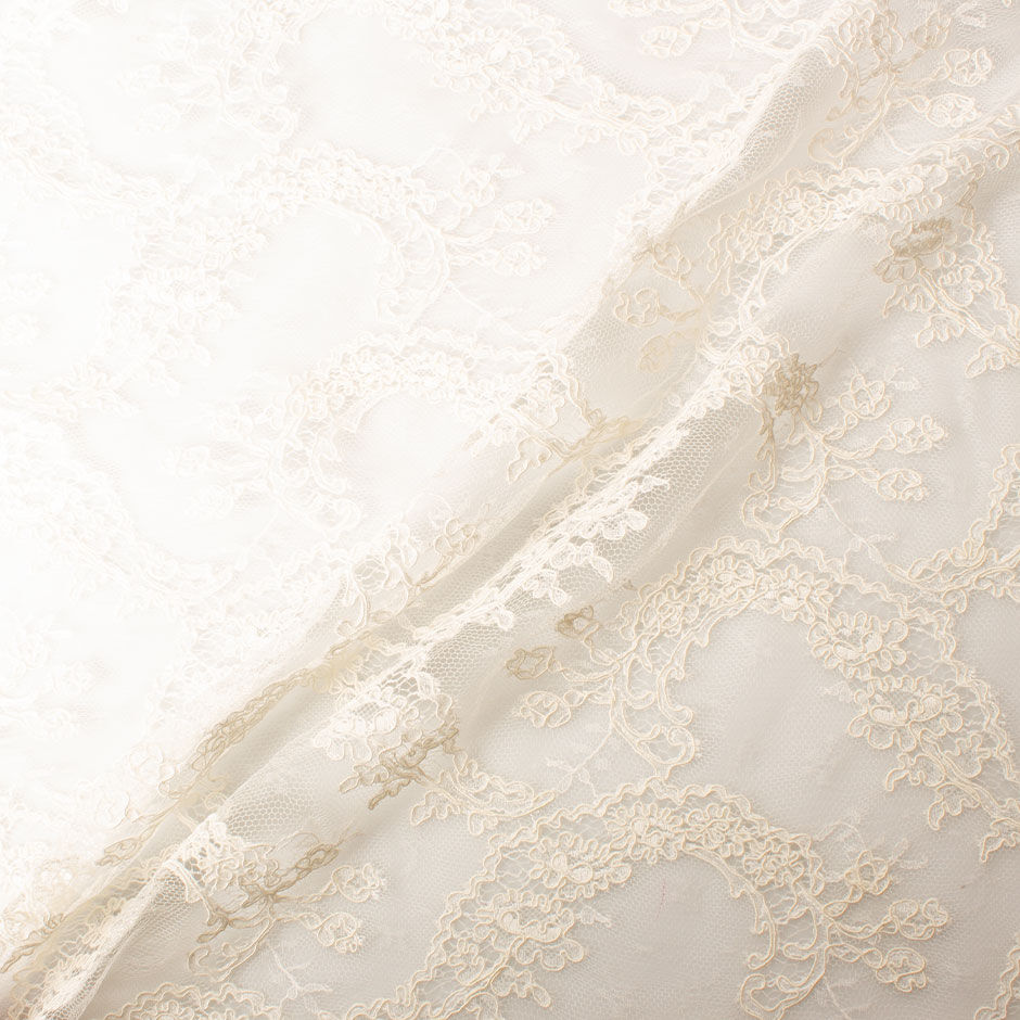 Rich Ivory Cotton Blend Corded Lace