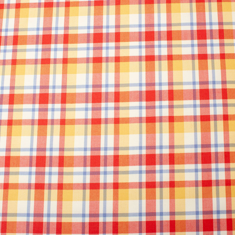 Yellow, Red & Blue Wool & Silk Blend Tartan