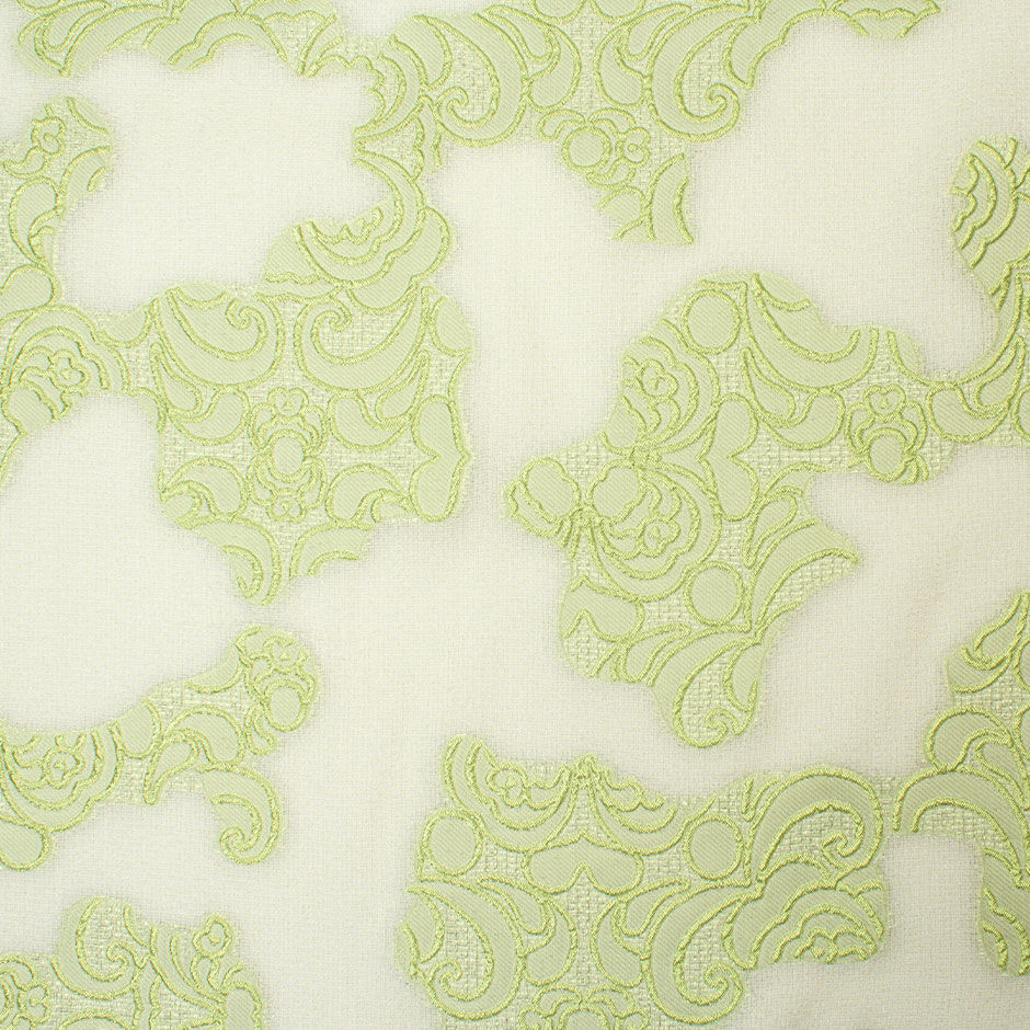 Soft Green Floral Jacquard Woven Cloqué