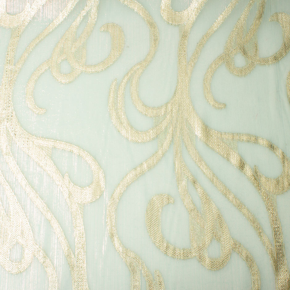 Soft Aqua & Gold Metallic Chiffon