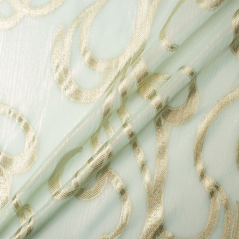 Soft Aqua & Gold Metallic Chiffon