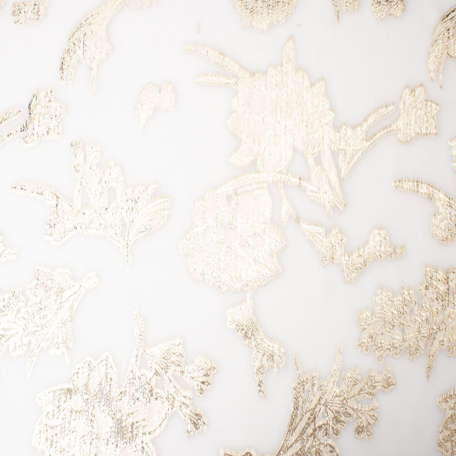 White Silk with Gold Metallic Jacquard