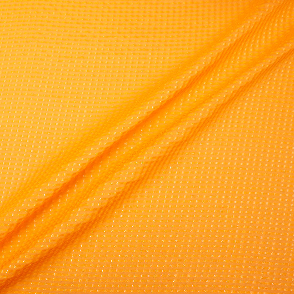 Neon Orange Metallic Striped Jacquard Silk Georgette